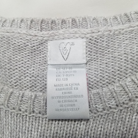 Girls Gray Sweater Dress with Beaded Shoulder Sz S - Picture 5 of 5